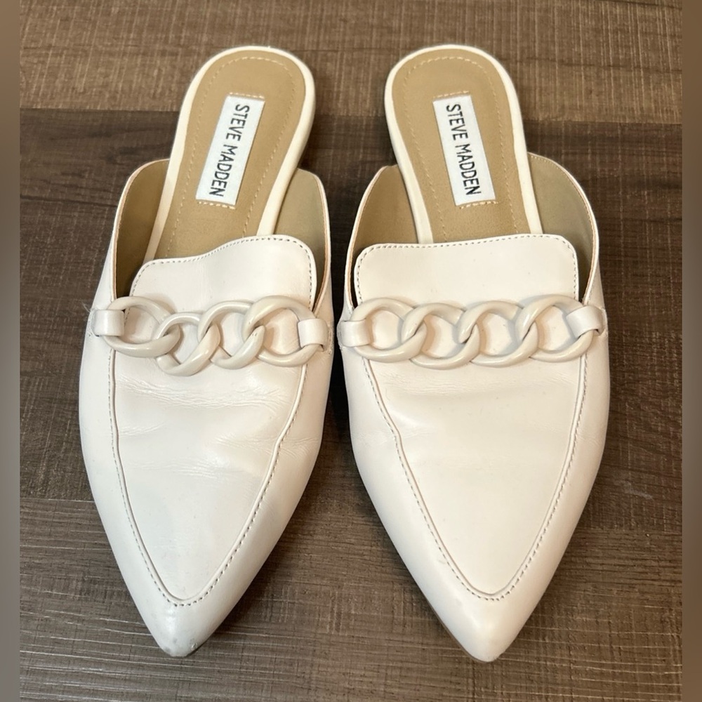Steve Madden Fleur Pointed Toe Mules Women’s Size 7 Cream Pre-Owned